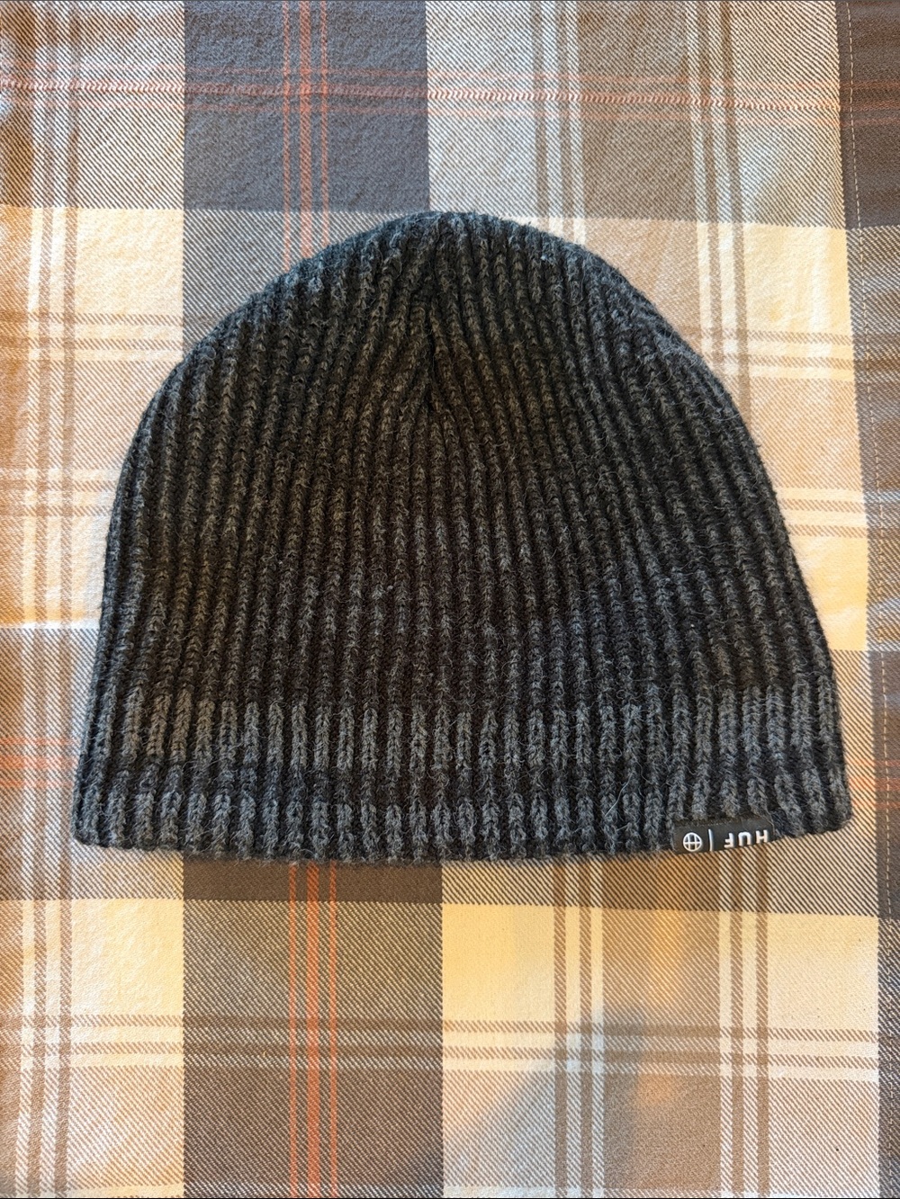 Huf Blavk Gray Ribbed Knit Beanie